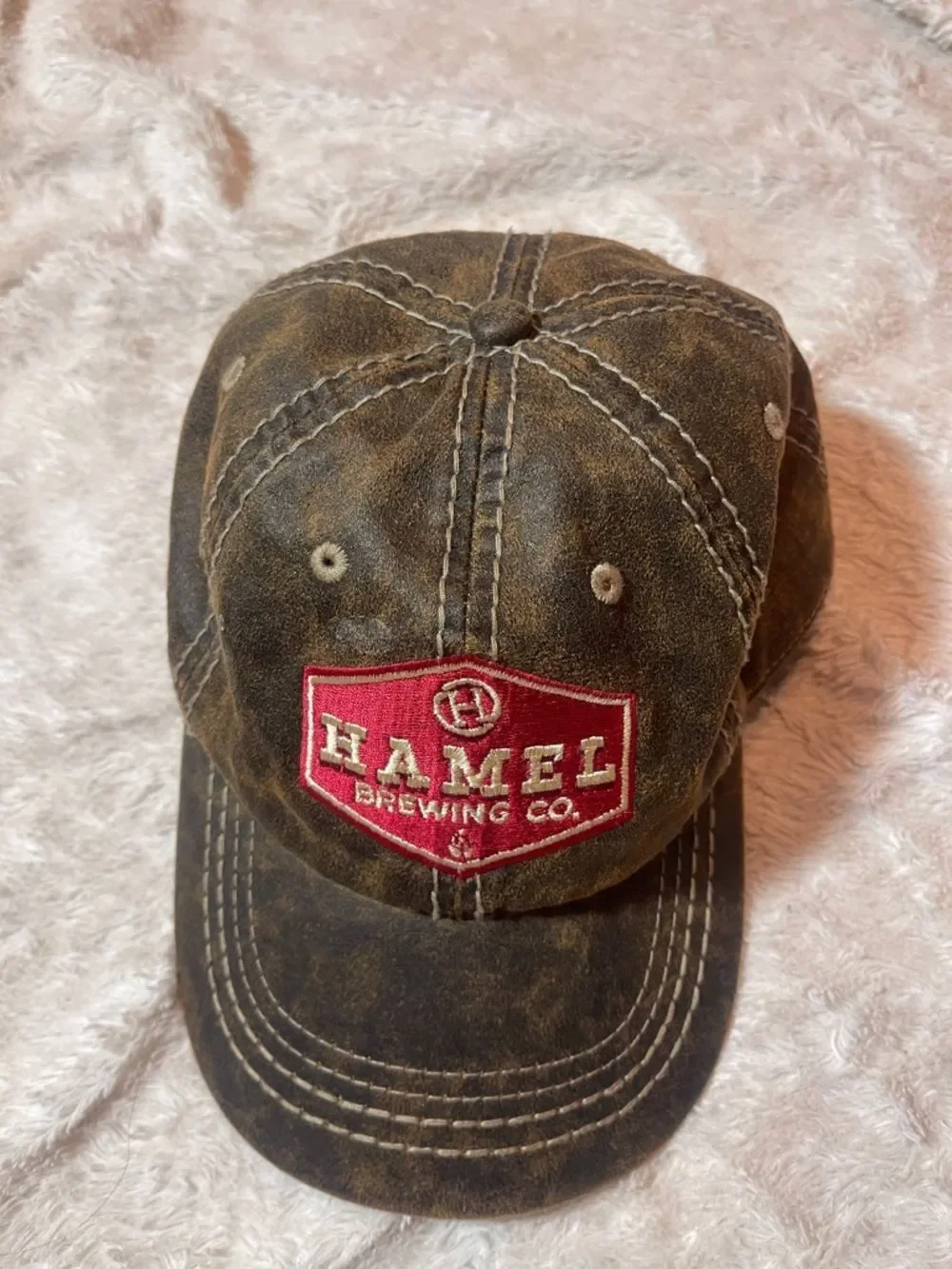 Hamel Brewing Co. Red Patch Distressed Brown Baseball Cap